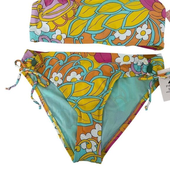 Hobie Bikini Set Girls Size 14 Swimsuit Crochet Halter Multicolor Floral NEW - Picture 5 of 9